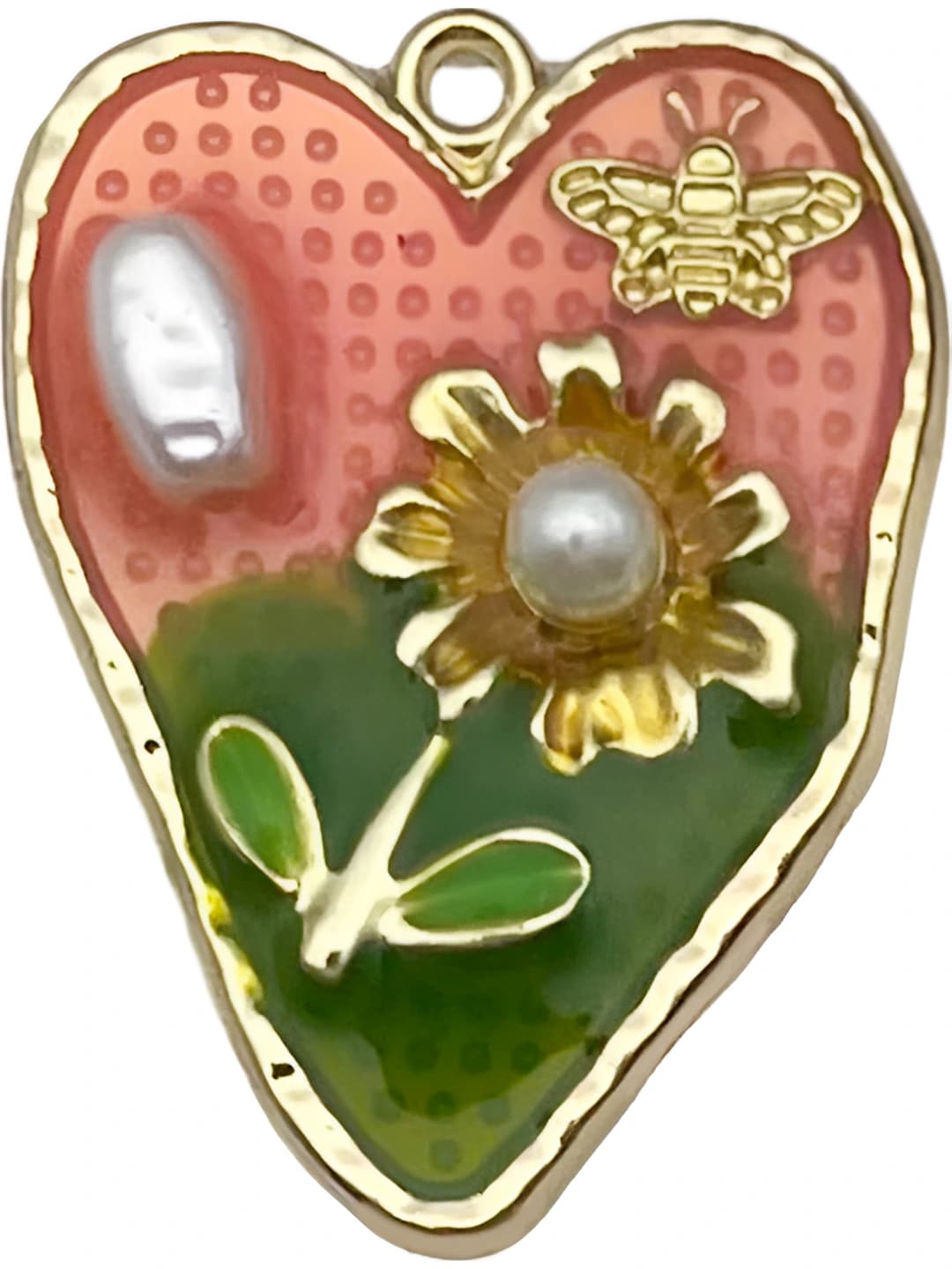 Розово-зелёное сердце, солнце, бабочка 31x24mm-4.6g
