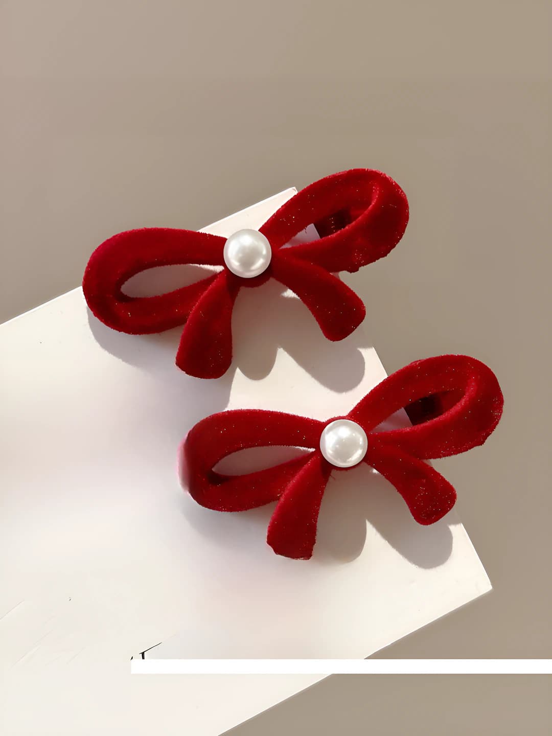 10# Red pearl bow, 1 pair