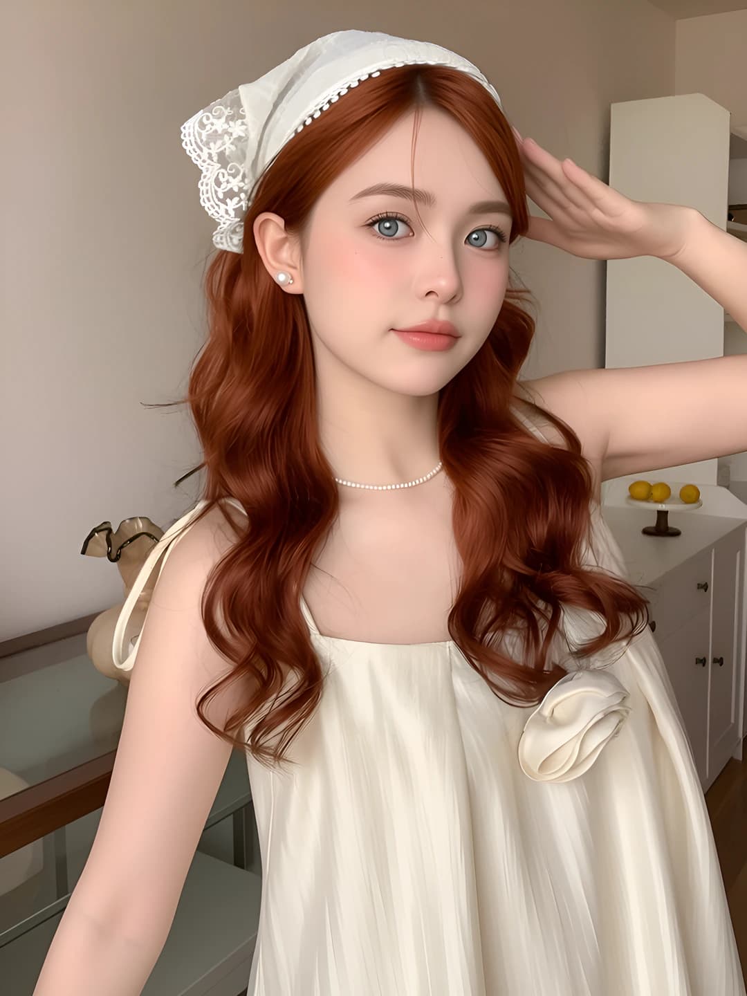 6# Beige lace headband