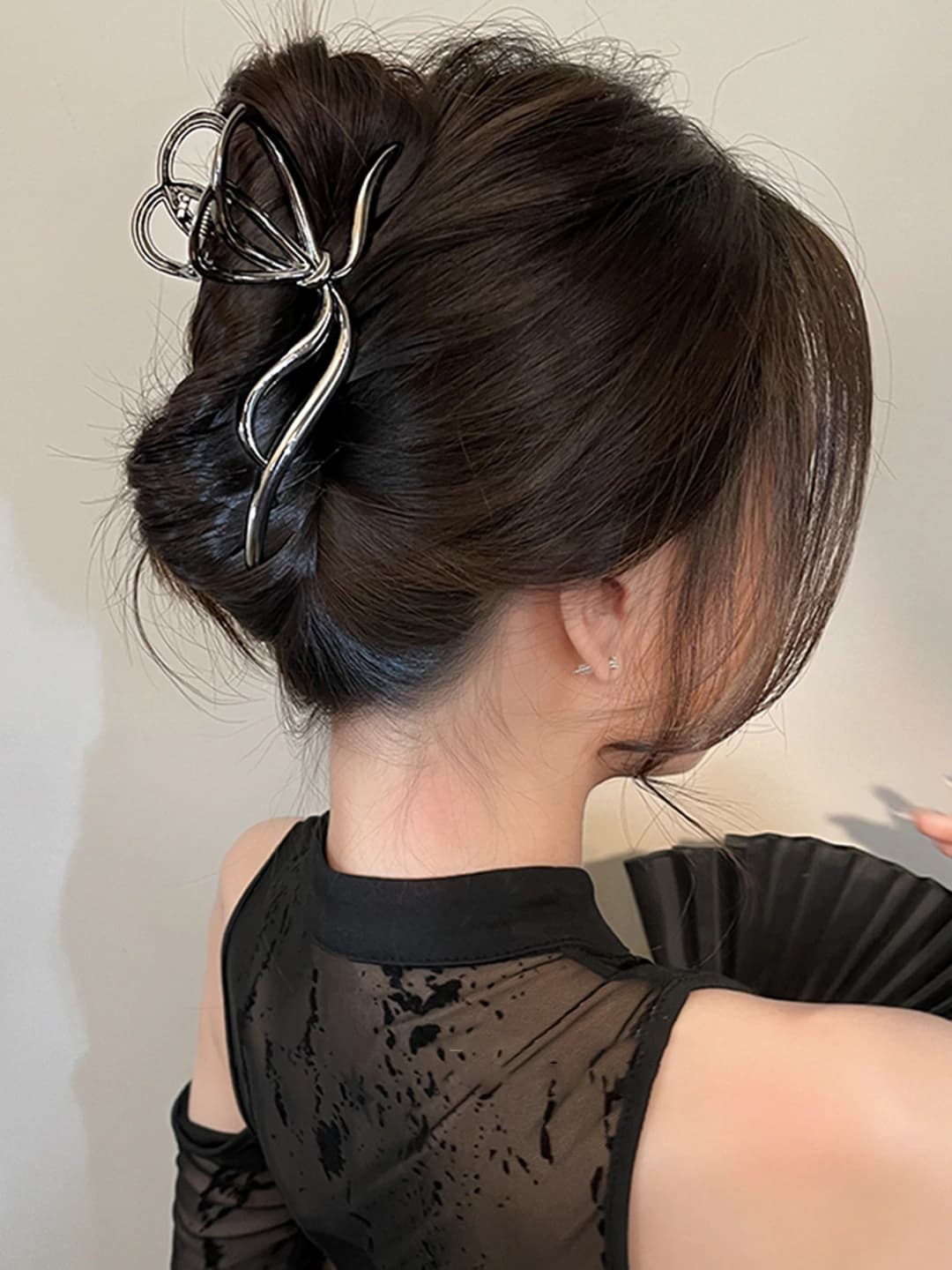 Black butterfly claw clip