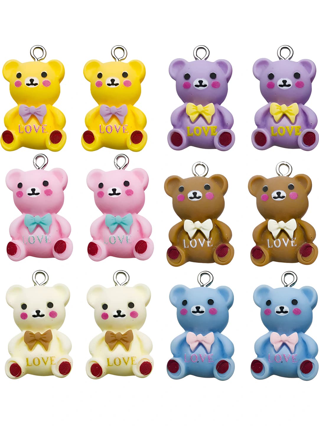 Set of 12 resin bears, 6 styles, 2 each