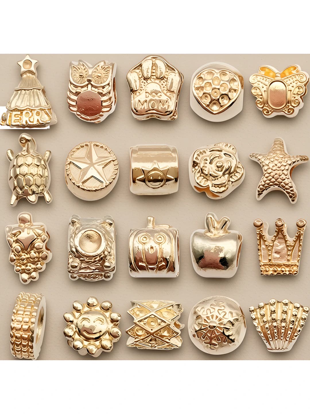 20 pcs mixed KC gold large hole beads