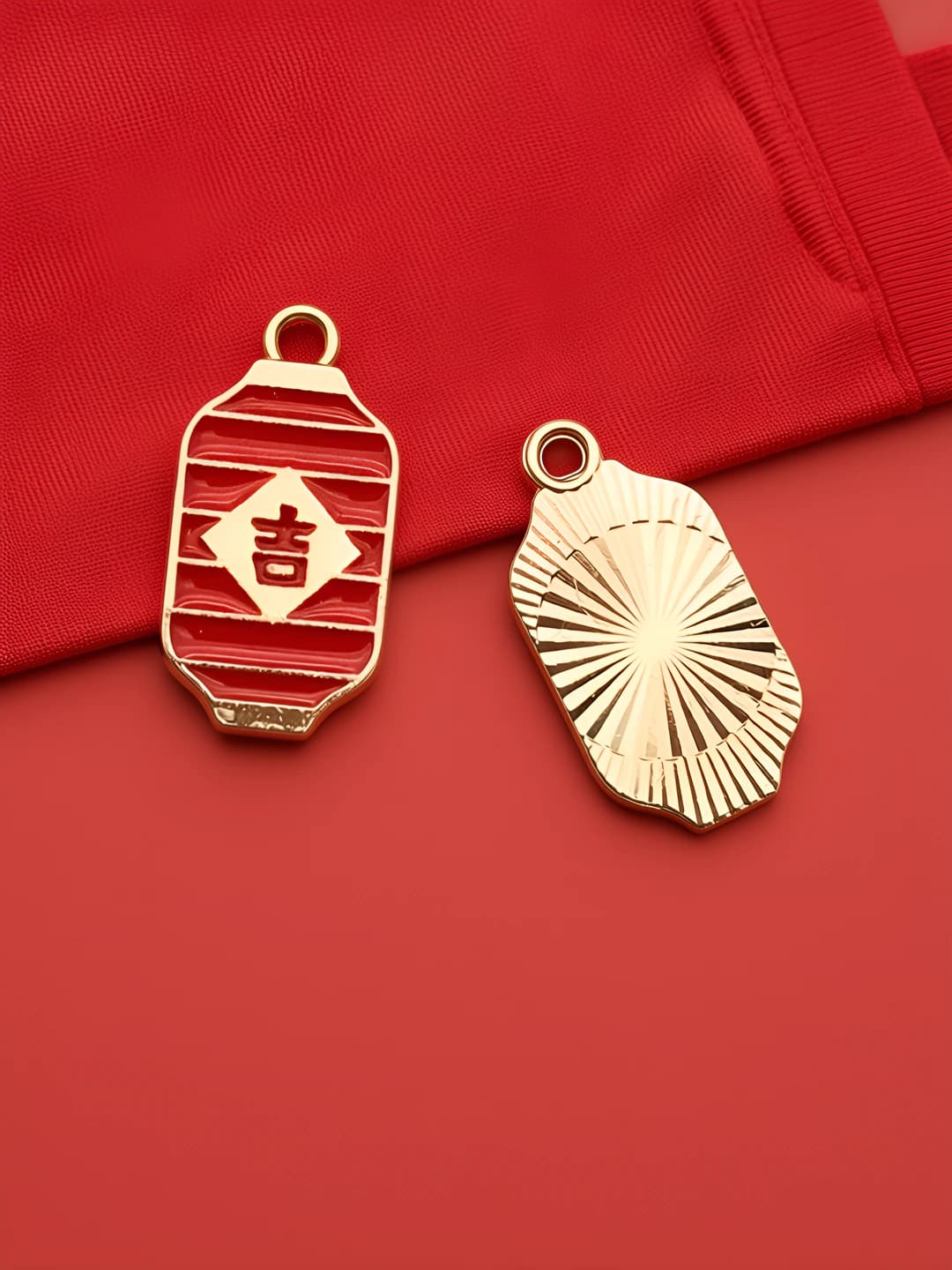 1 pc Chinese style, New Year, Lantern, Fortune char - 10x20mm