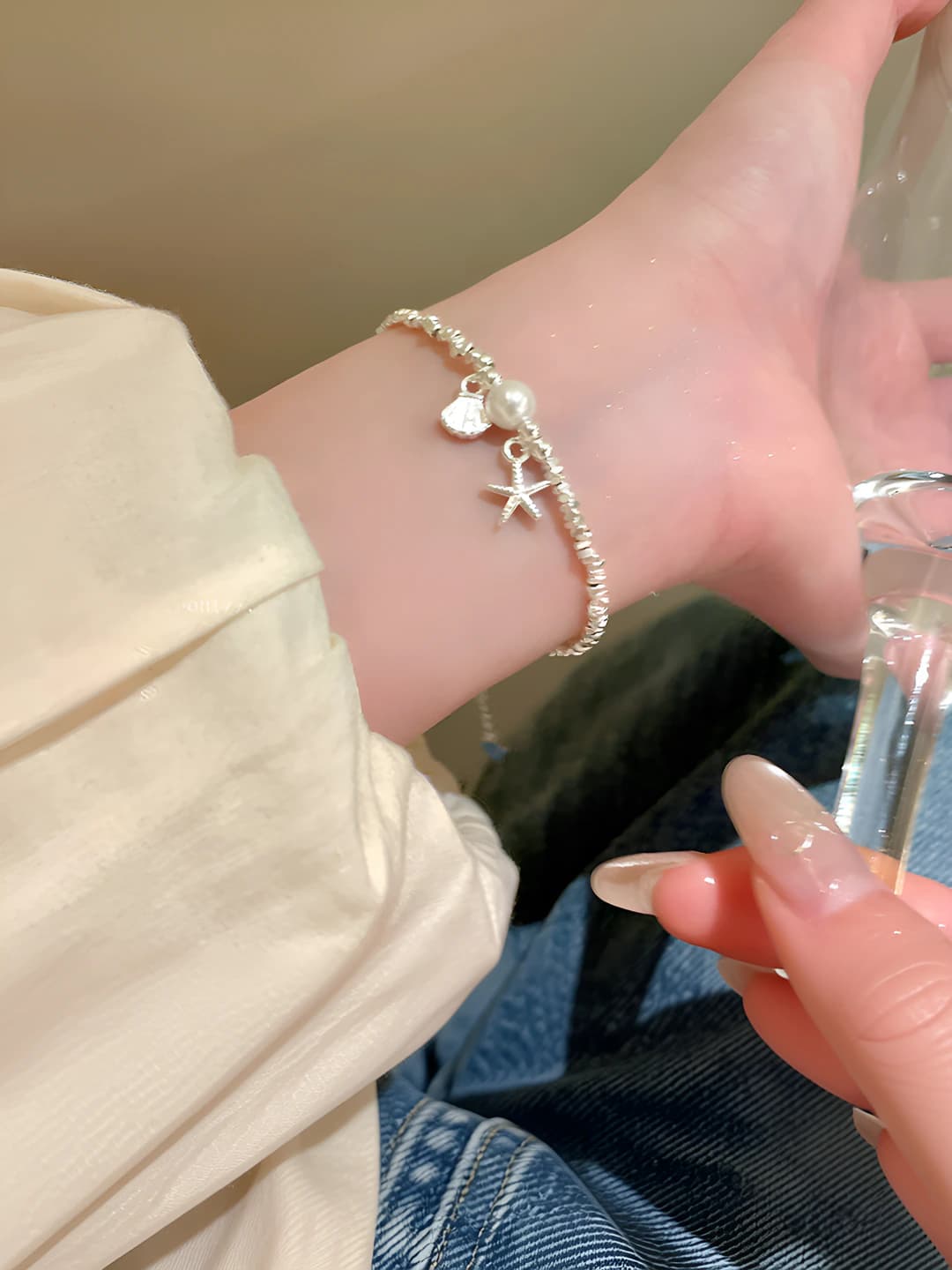 Women's 2026 summer shell beaded bracelet, luxury style, exclusive, exquisite, for beach, layered accessories