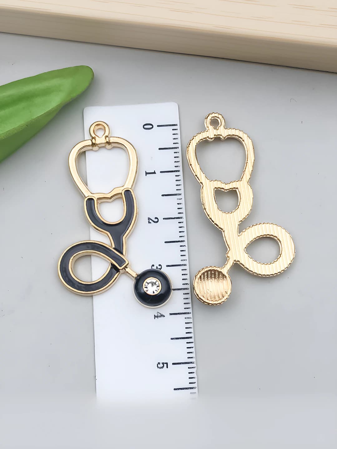 1 шт. большой KC золото чёрный мед. прибор стетоскоп с кристаллами 43x23mm-3.35g-23232