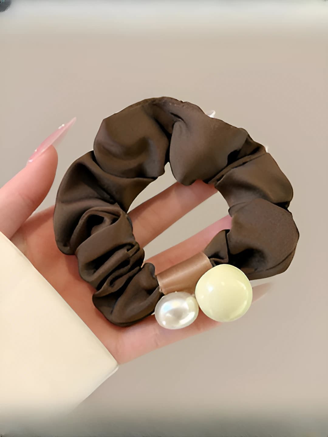 1# Dark coffee large hair tie 8 cm