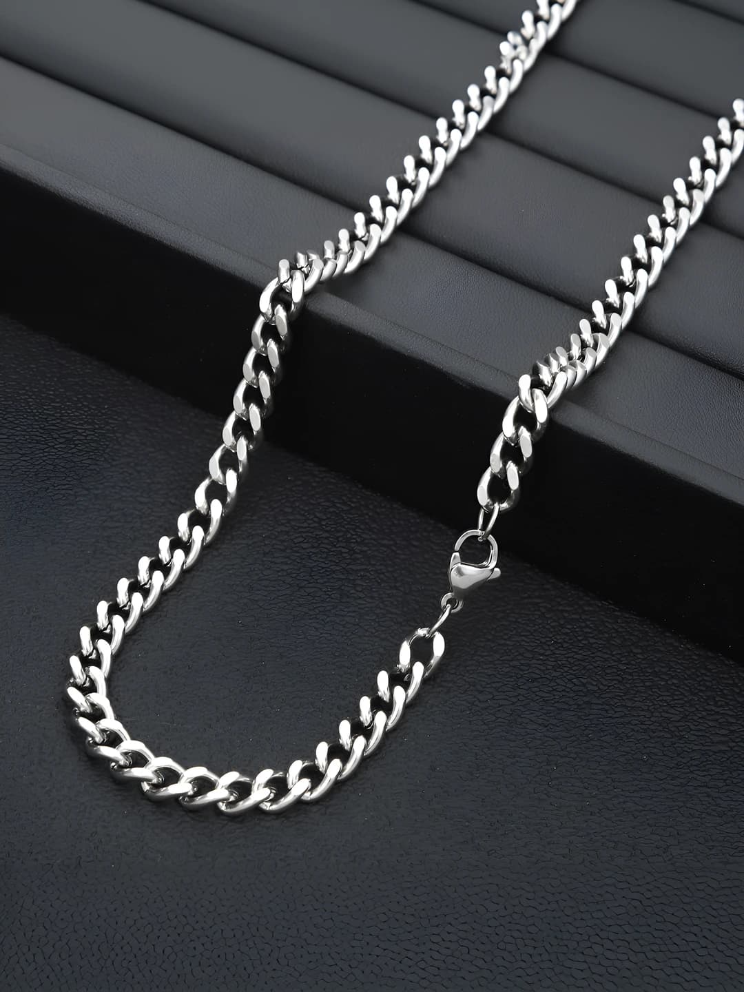 Men's and women's Cuban link chain necklace in titanium steel, 45-60 cm