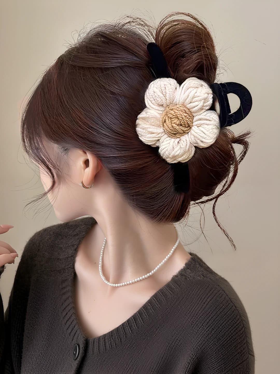 6# [Large] Velvet floral clip ~13 cm