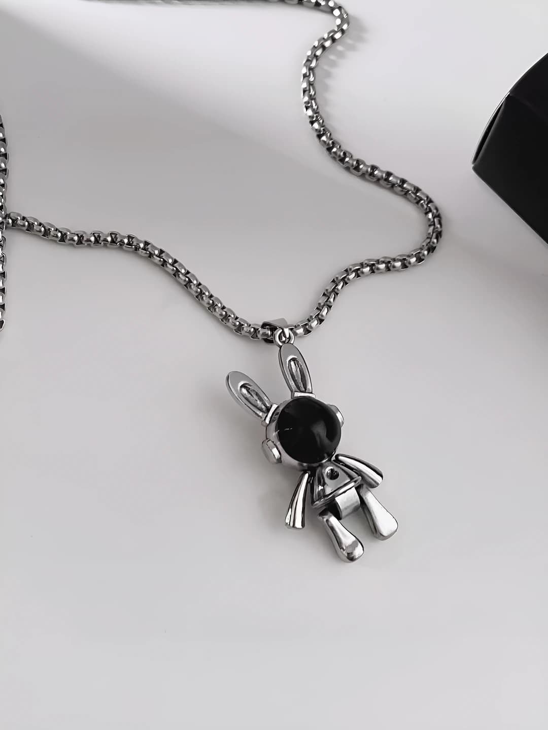 Black space rabbit - titanium chain 60 cm