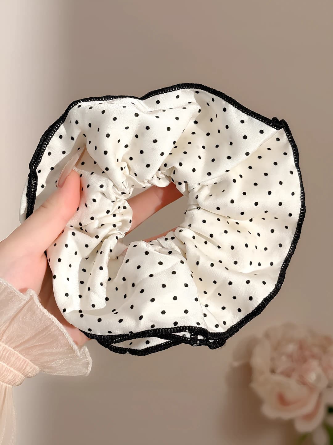 2# Satin polka dot hair tie 17 cm
