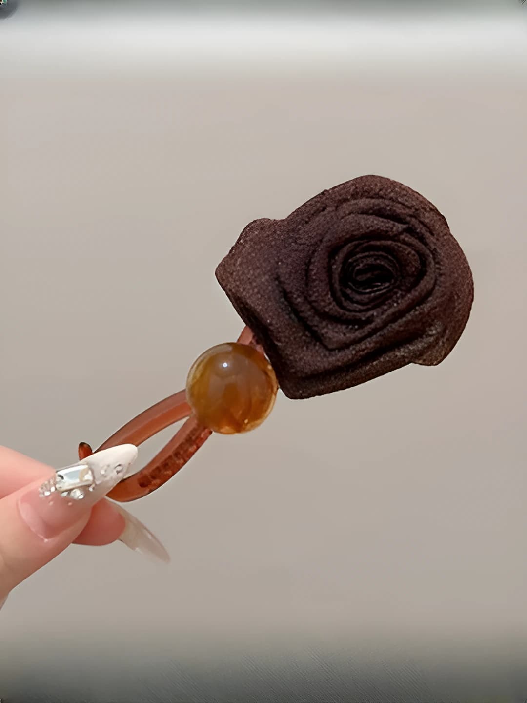 1# тёмный кофейный~сухой розовый шарик закрученный зажим 10.5cm
