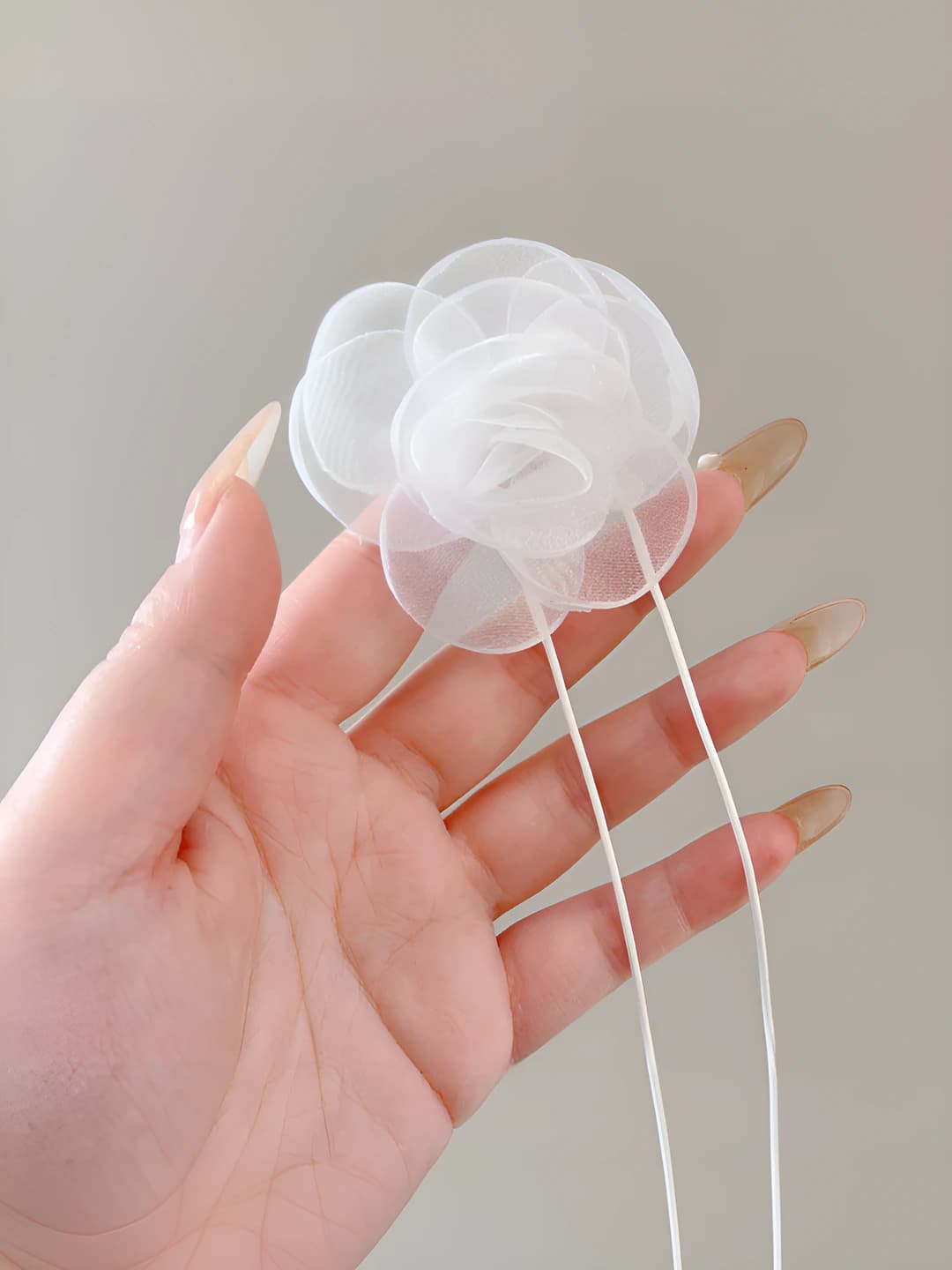 15# White mesh flower