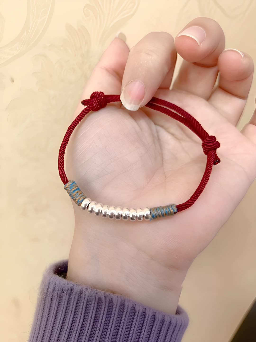 Retro new Chinese style abacus bead bracelet on red cord, gift for friends and best friends