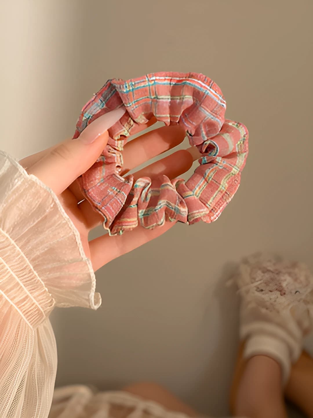 6# Cream strawberry plaid