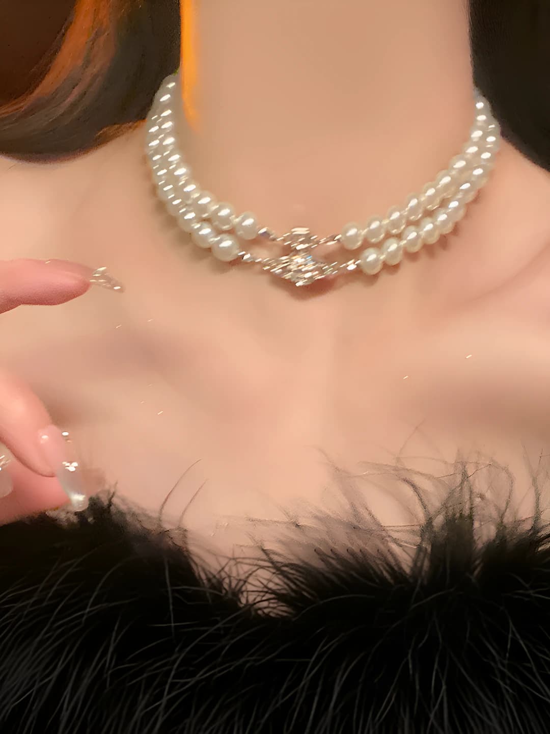 Ayollar uchun ikki qatlamli yoshil simulyatsiya perizod choker, Saturn dizayn elementi, 31-40 sm