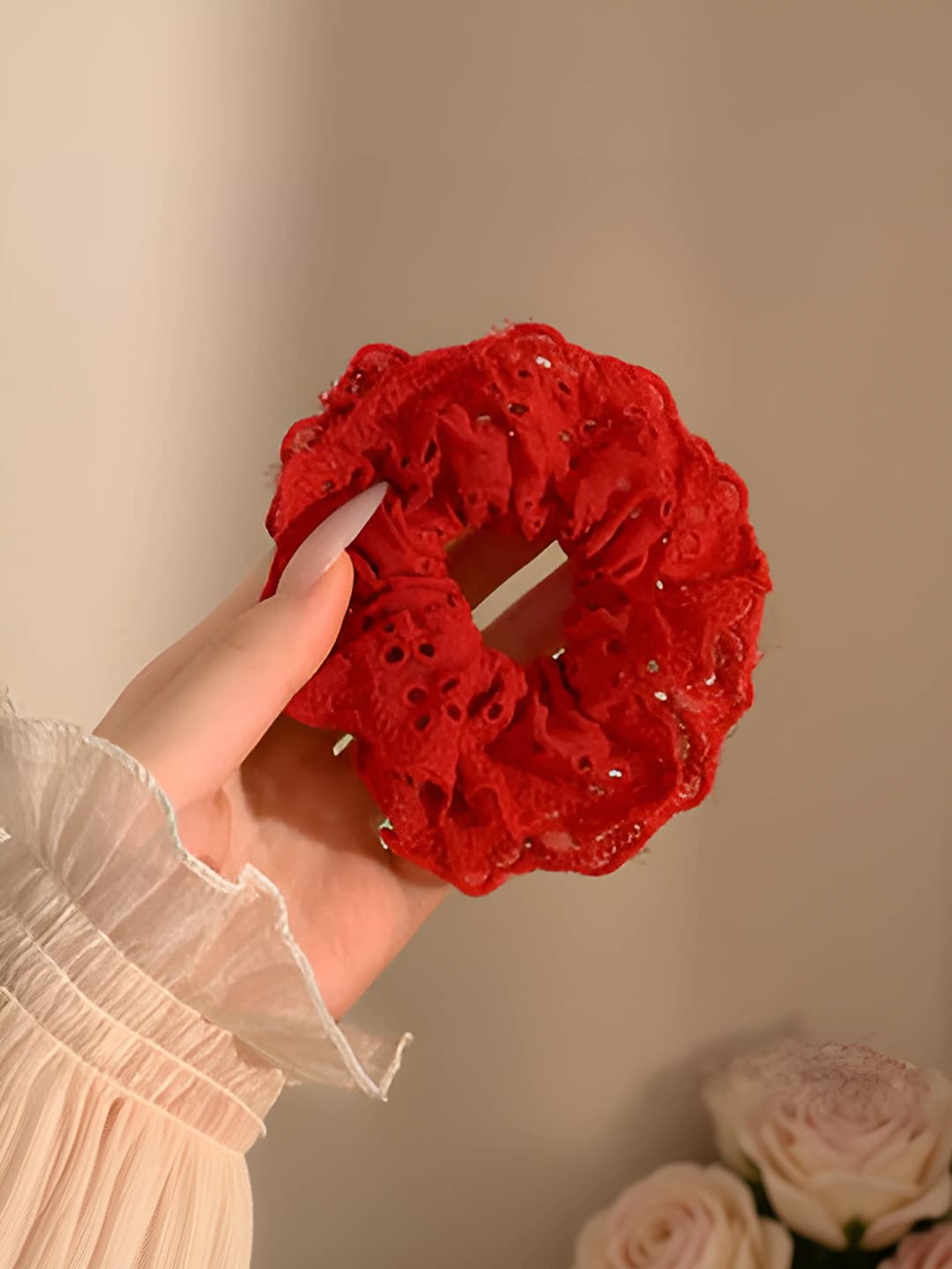 12# Red lace cutout double layer 12 cm