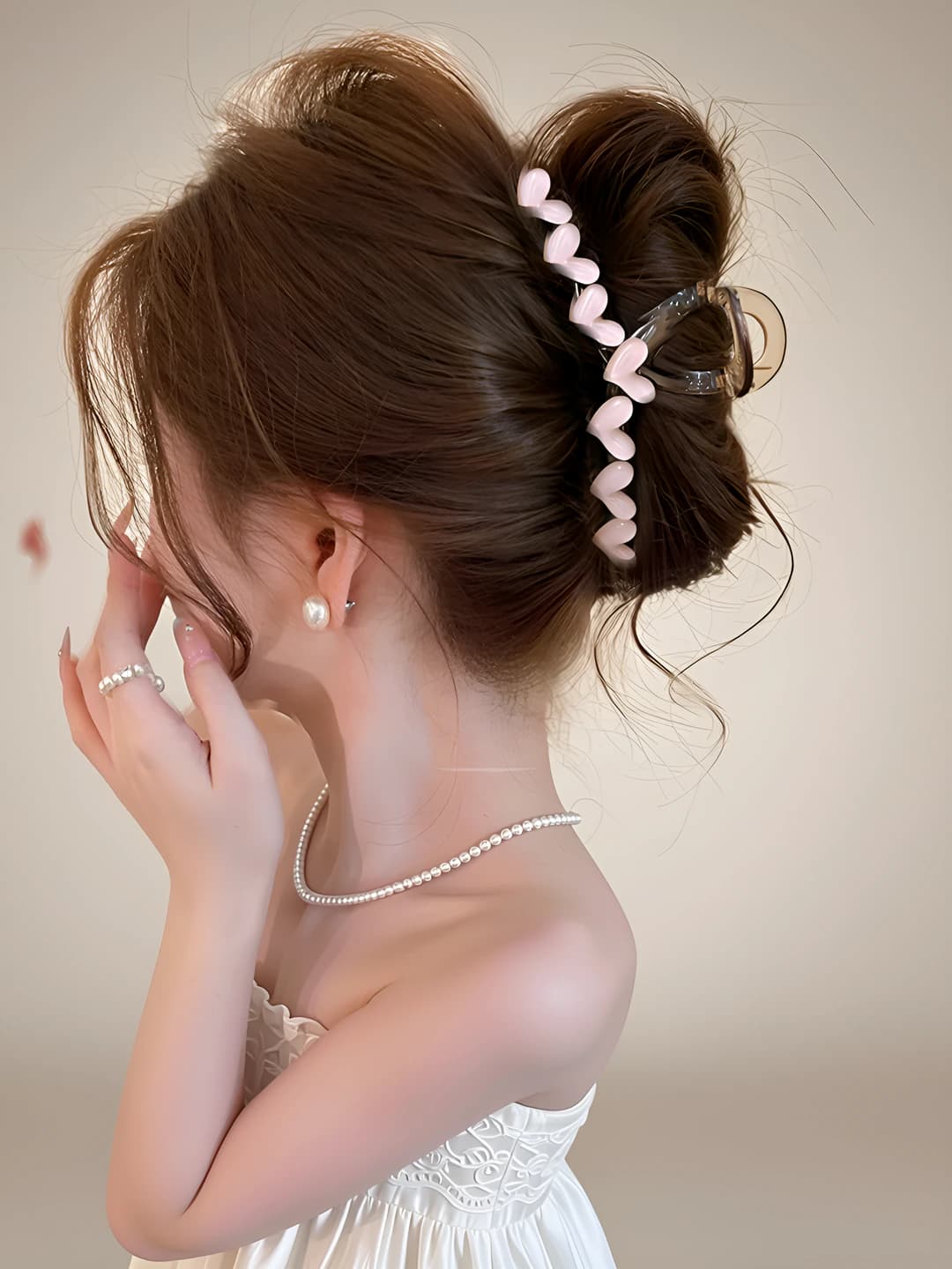 Розовый сердечко-зажим ~13 см