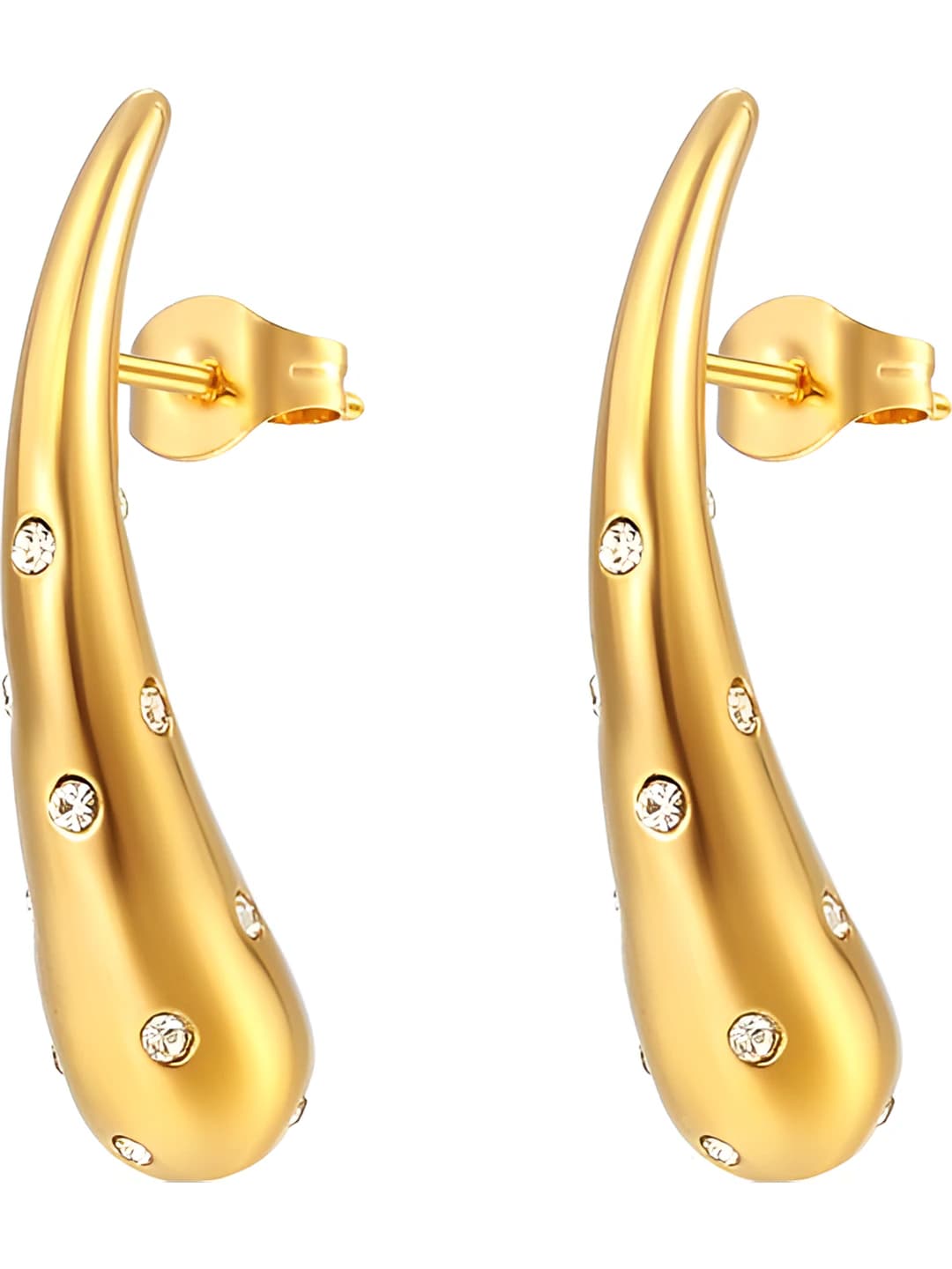Long drop diamond earrings gold