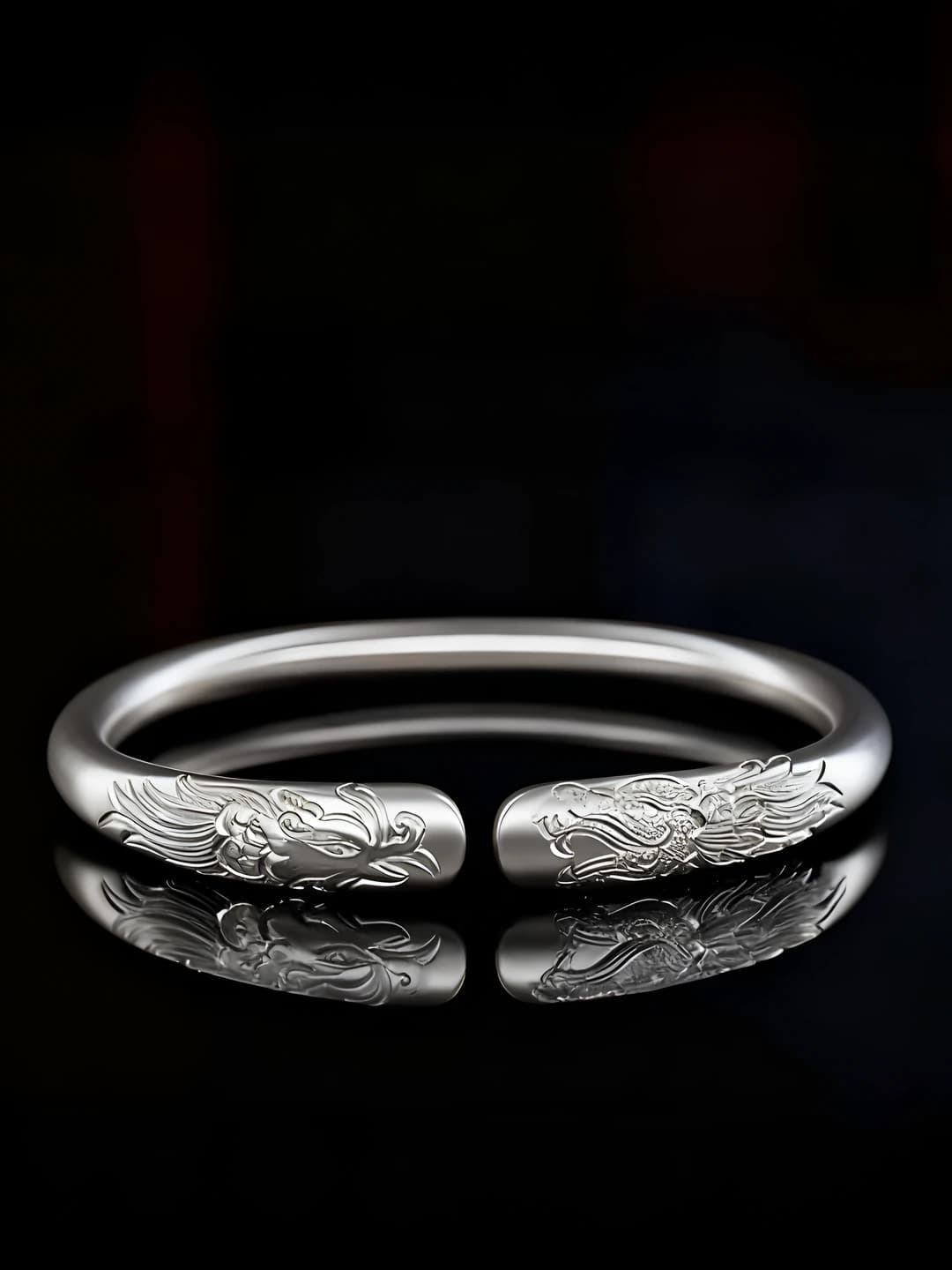 Silver dragon and phoenix bracelets