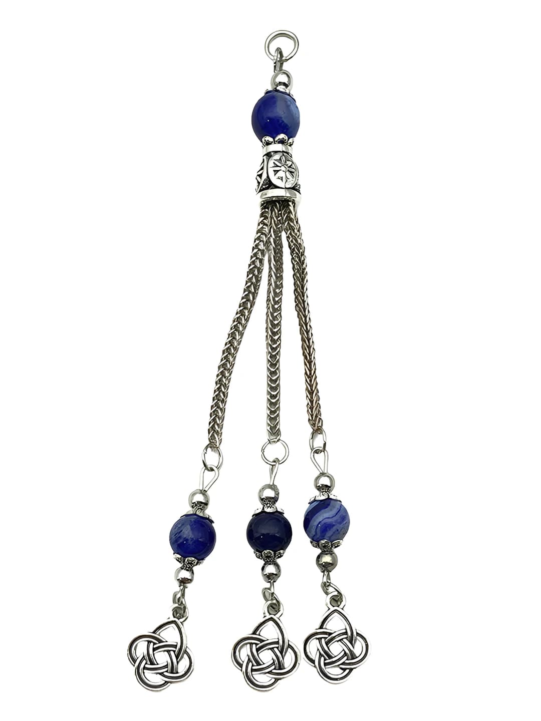 Синяя бусина антик серебро этно кисть подвеска 120x39mm-10g