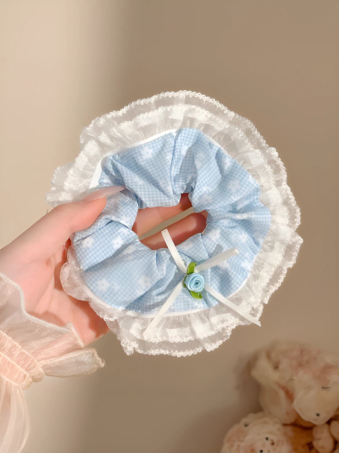 2# Light blue small floral bow 12 cm