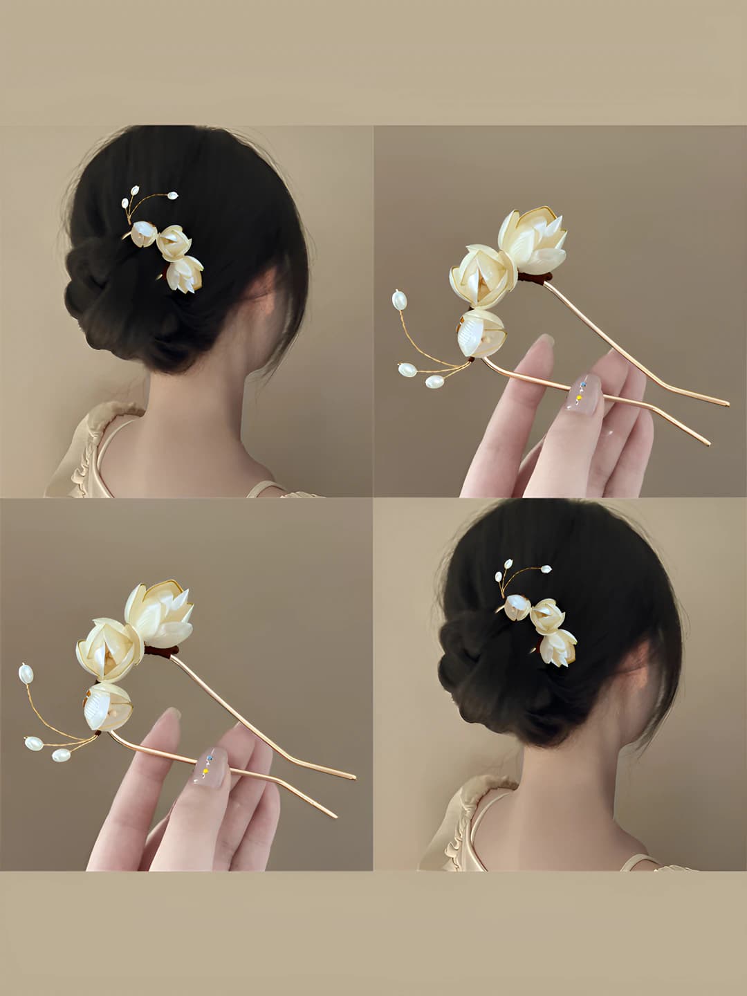 Women's flower hairpins and bobby pins in retro style