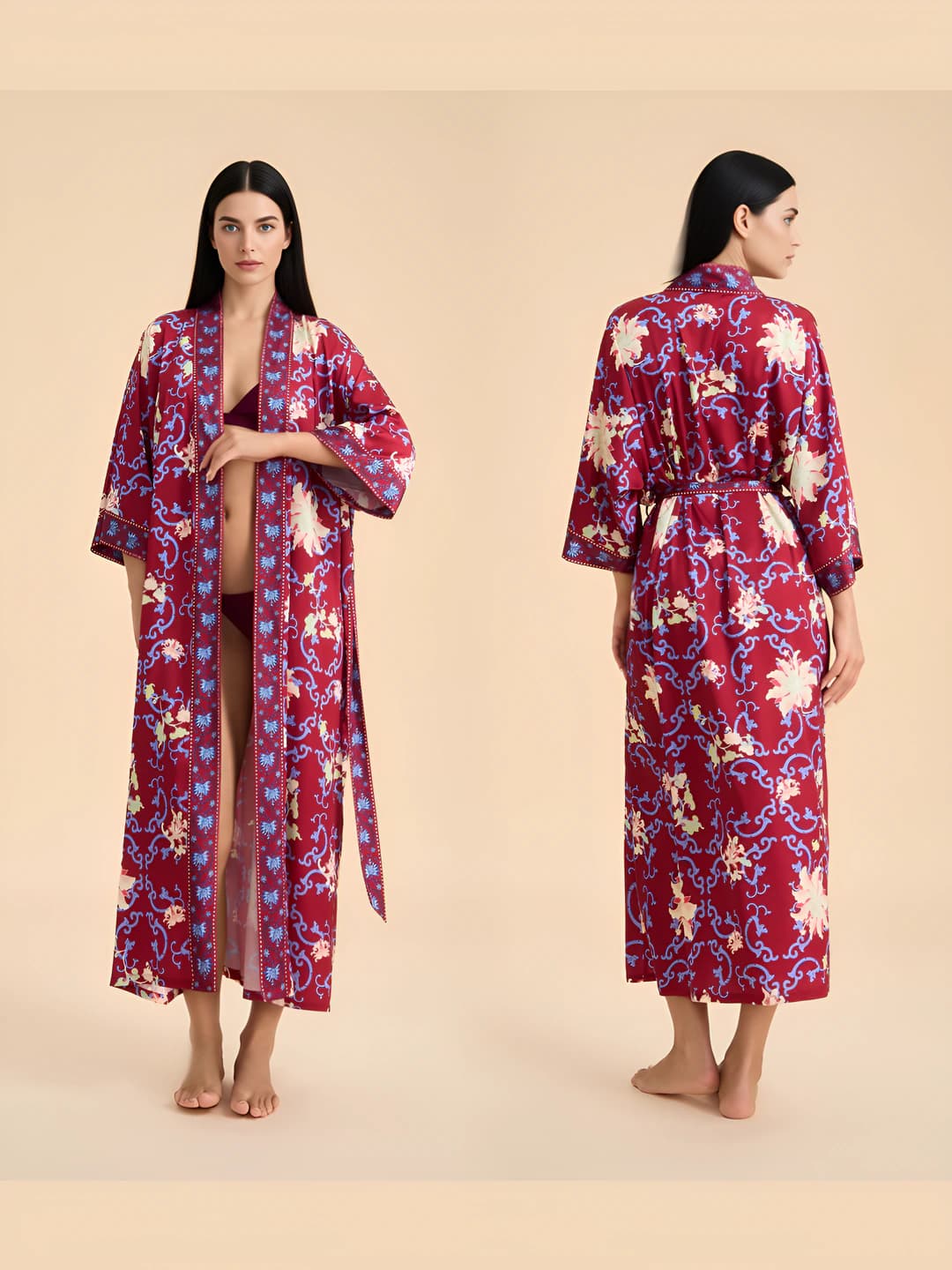 Wine red, floral