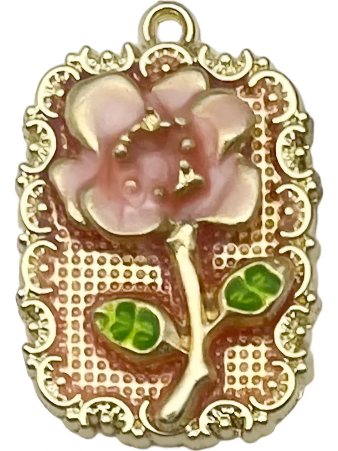 Розовый квадратный цветок, 27x19mm, 4.1g