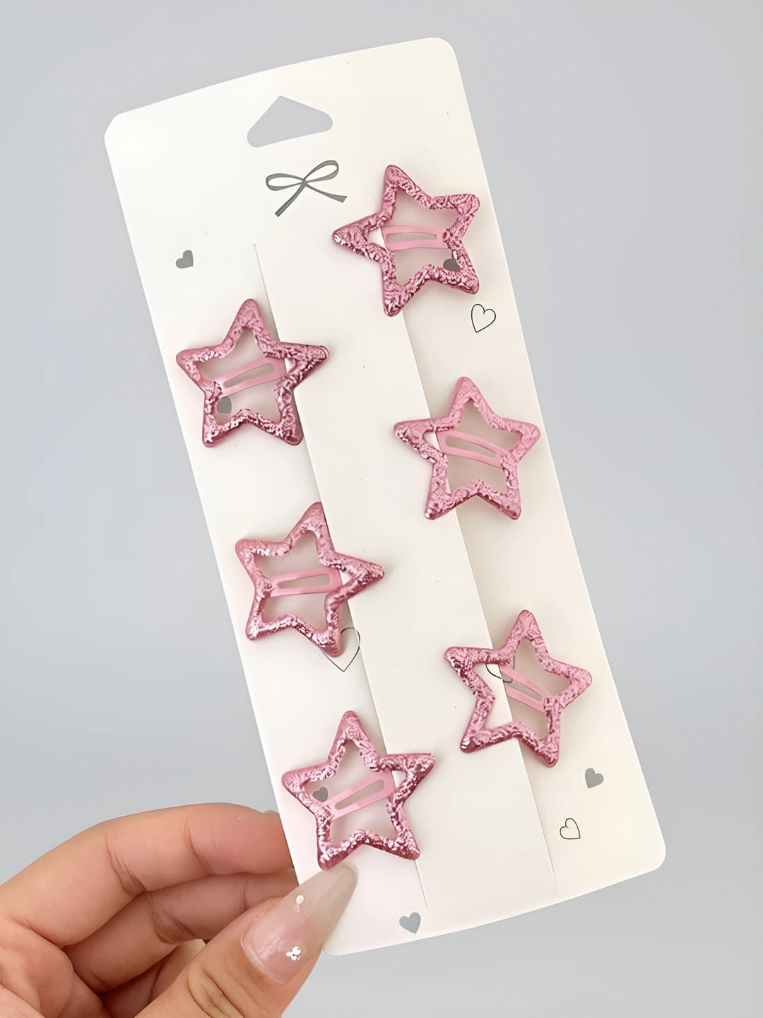 5# Dark pink shiny star 6 pcs