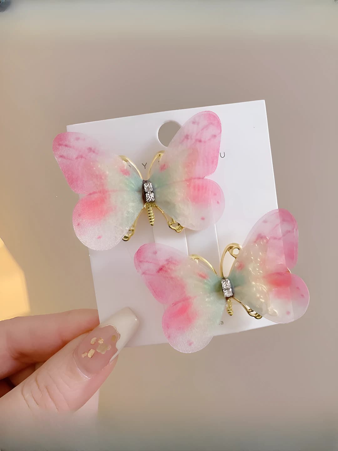 6# Sakura color butterfly pair 4 cm
