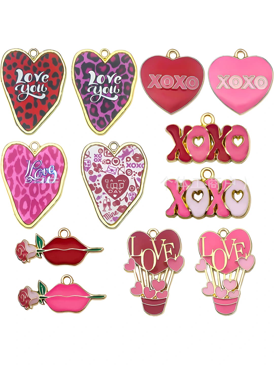 Enamel, Valentine set, 12 pcs