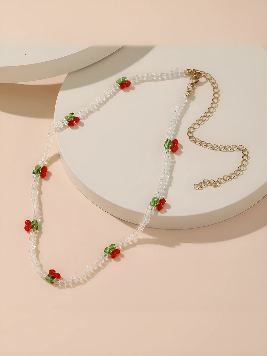 Women's necklace with clear glass beads, OL style