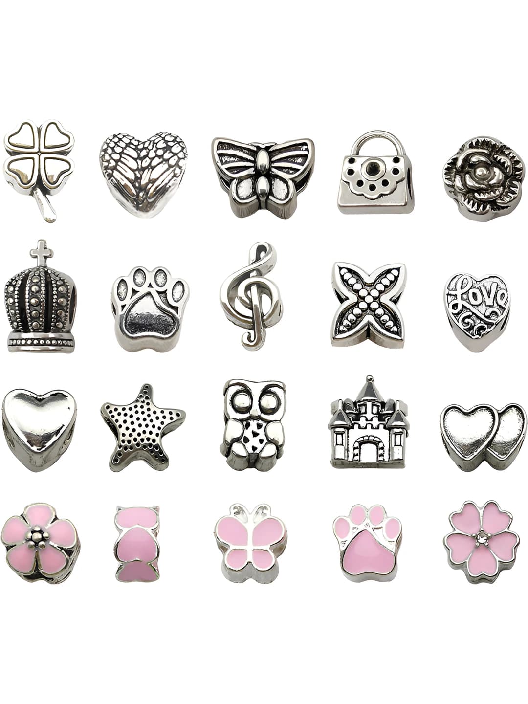 20 pcs mixed pink large hole beads