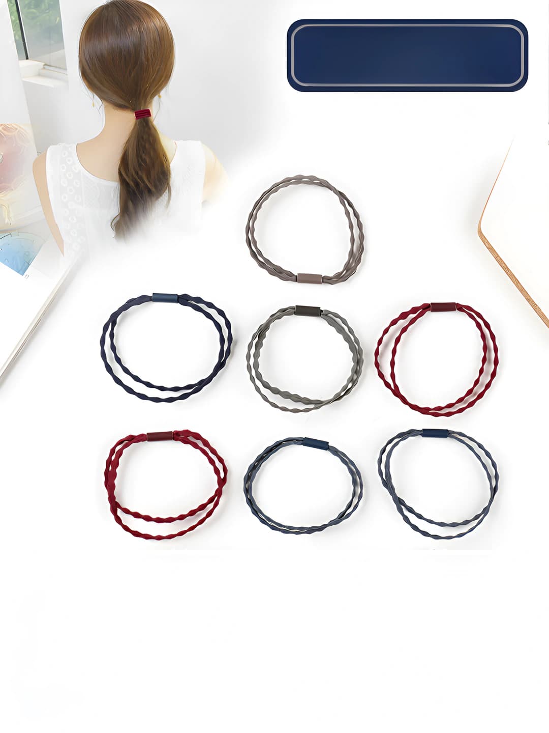Women's hair ties: high stretch, black, cartoon style