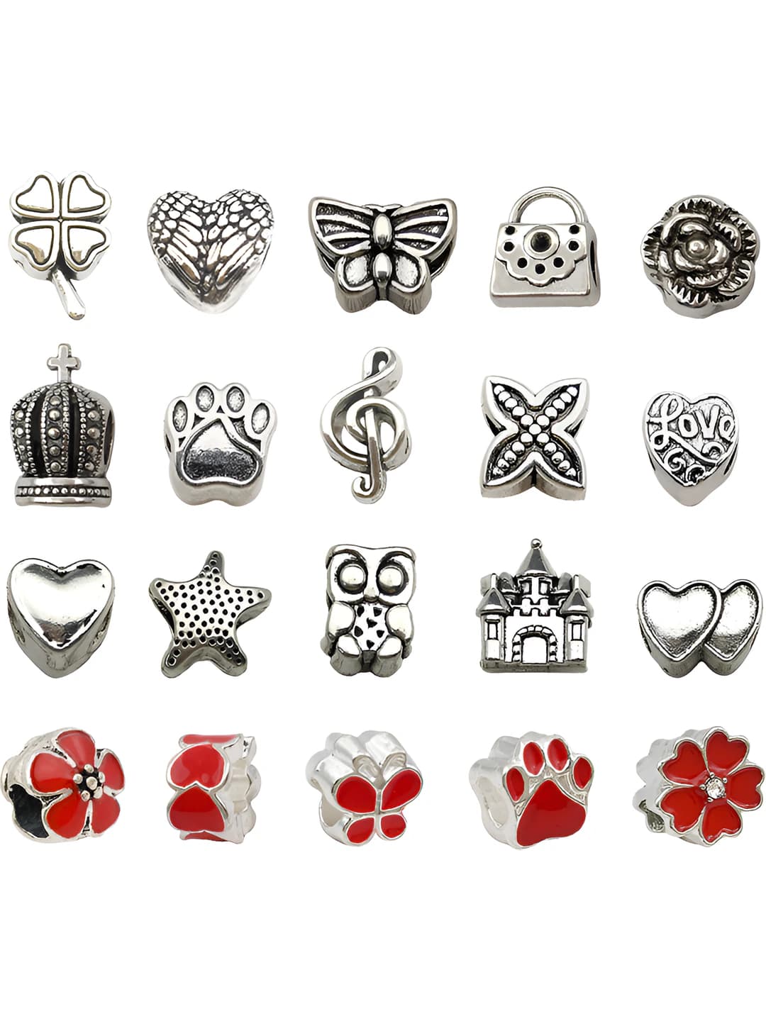 20 pcs mixed red large hole beads