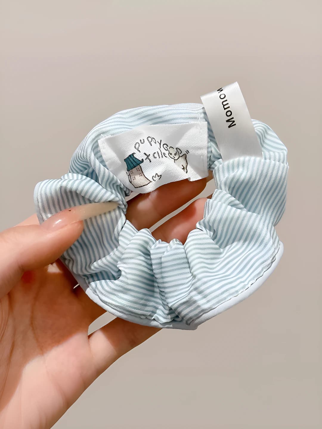 4# Small dog striped large scrunchie - 10 cm