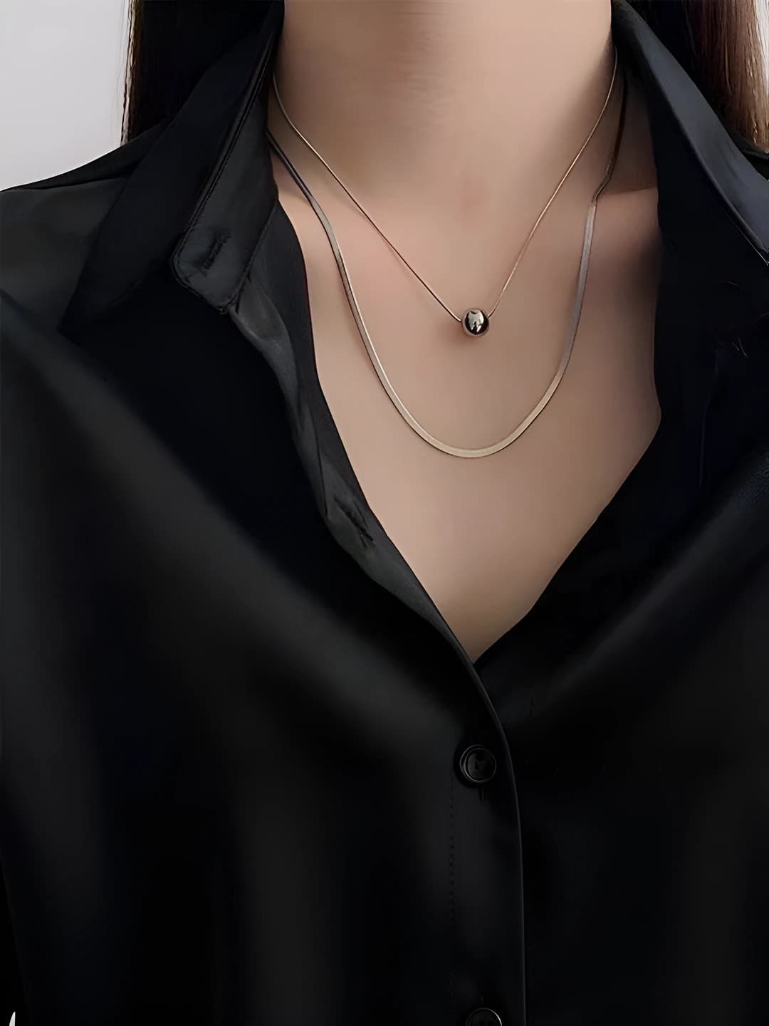 Round double titanium necklace