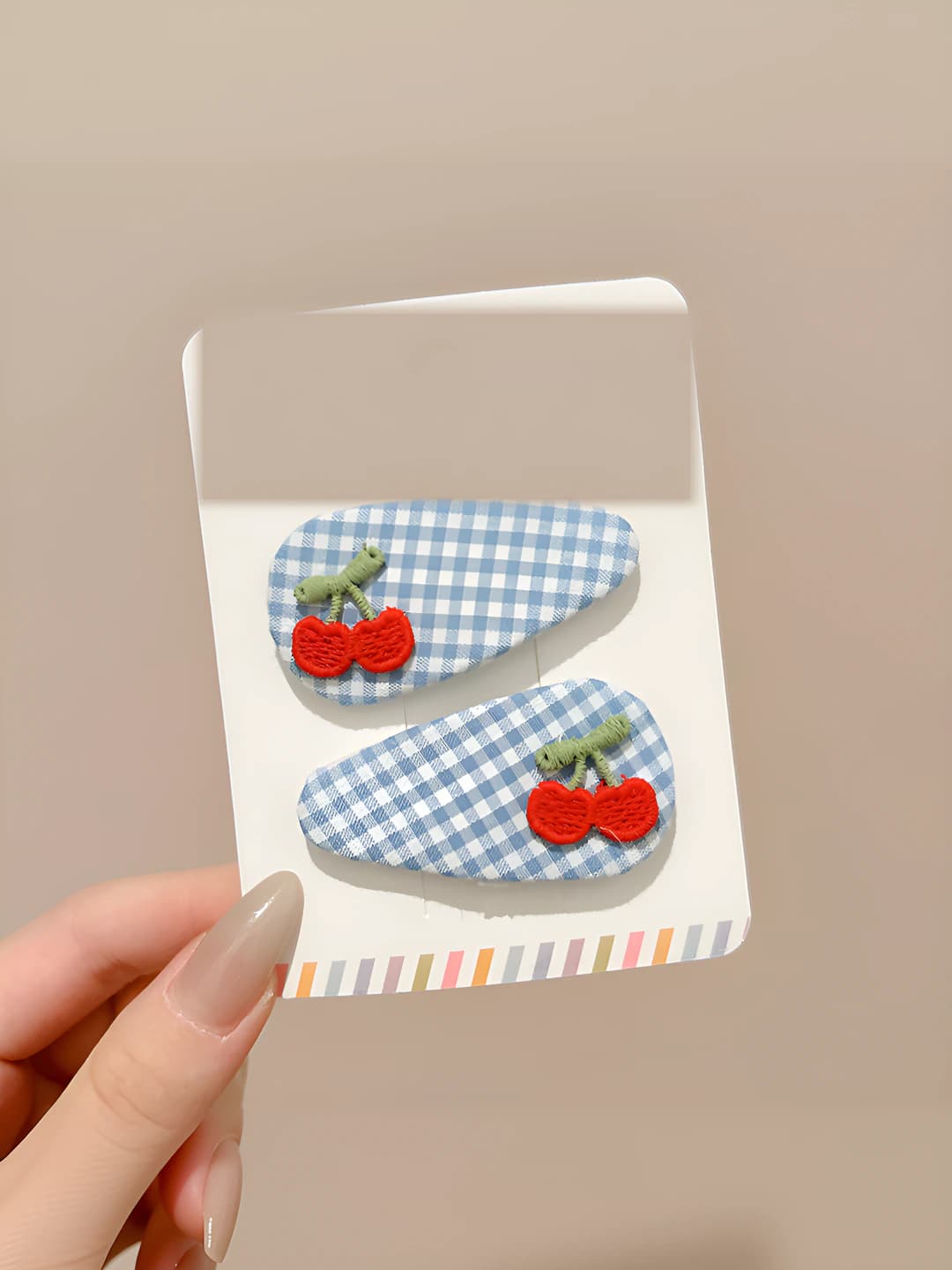 2# Cherry blue plaid / pair ~6cm