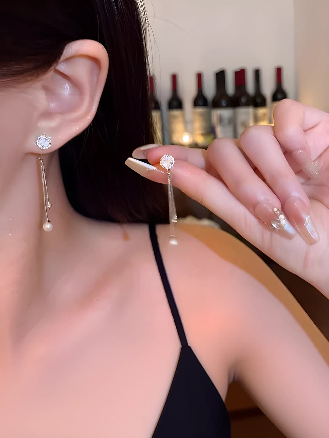 19# Zircon and pearl earrings
