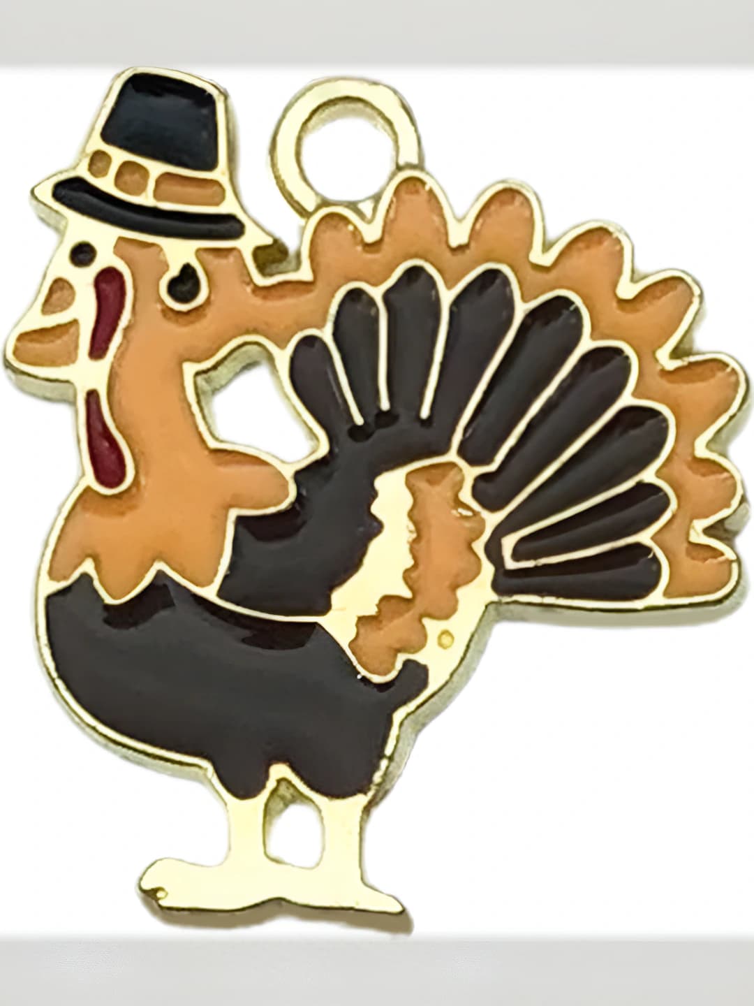 1 pc Coffee orange feather Thanksgiving turkey 20x19mm-1.7g