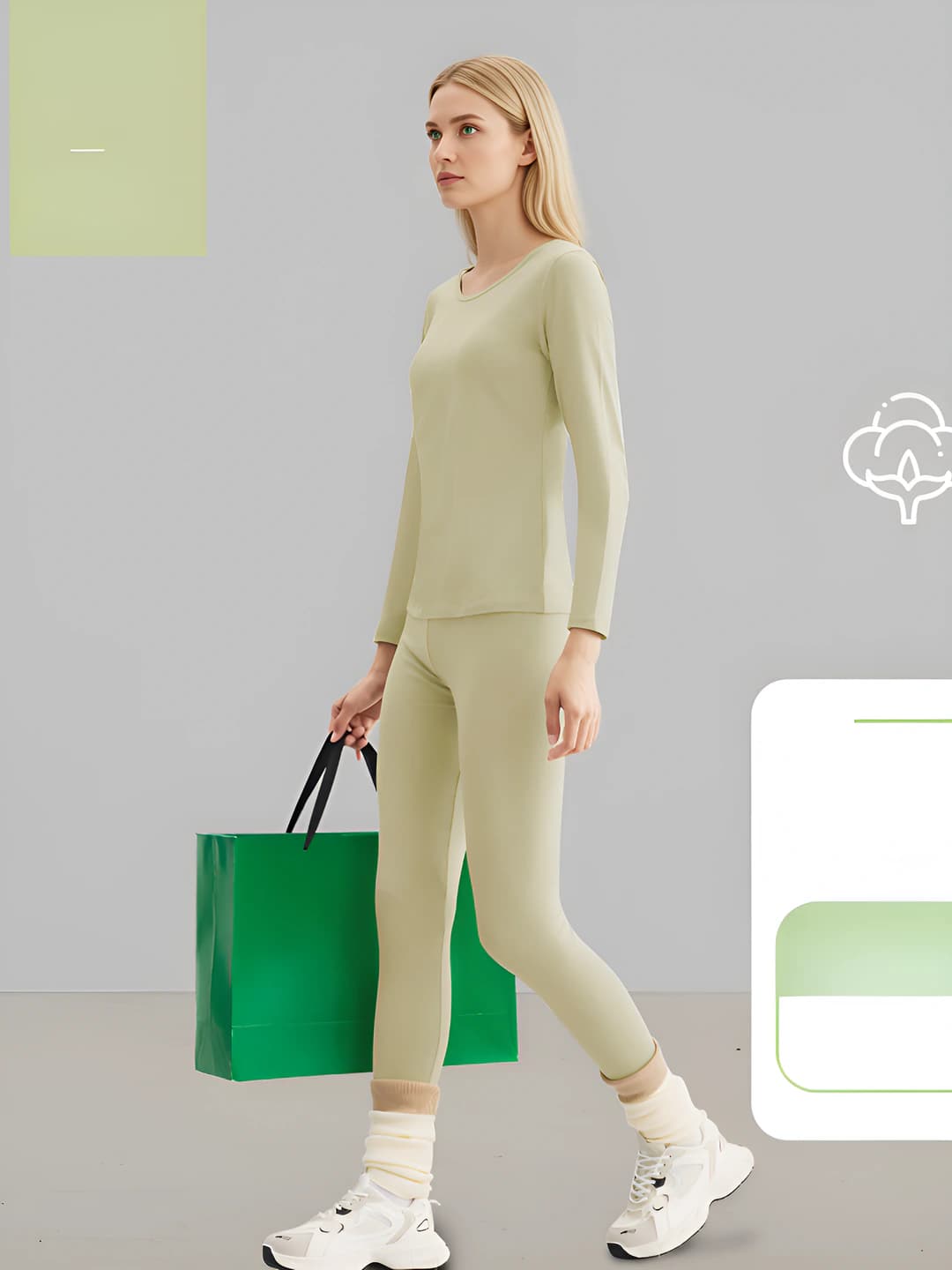 Women [Set] Light cream green