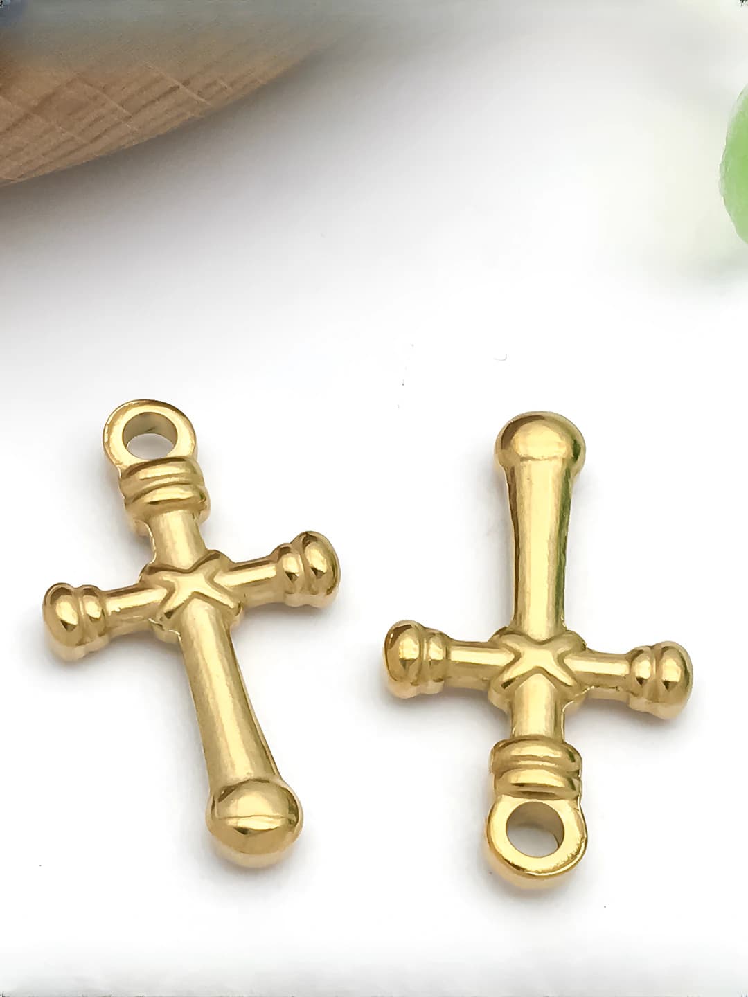 1 pc 22x13x3mm hole 2.2mm gold stainless steel cross-1.38g-T2411