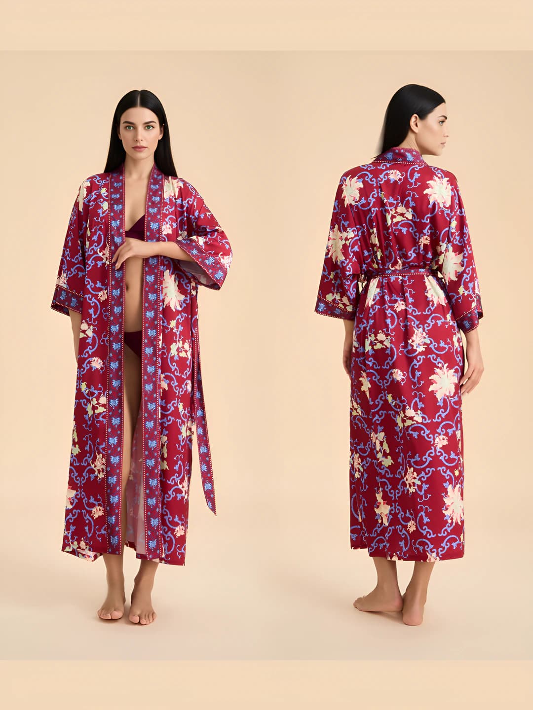 Wine red, floral