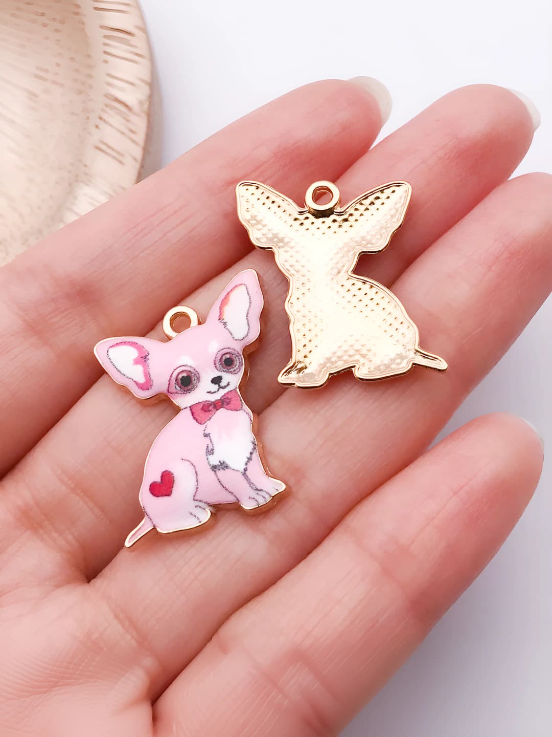Pink Chihuahua bow tie, 25x19mm
