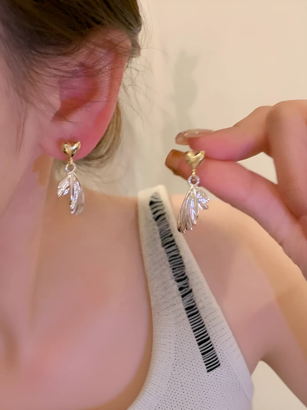 Heart fish tail earrings