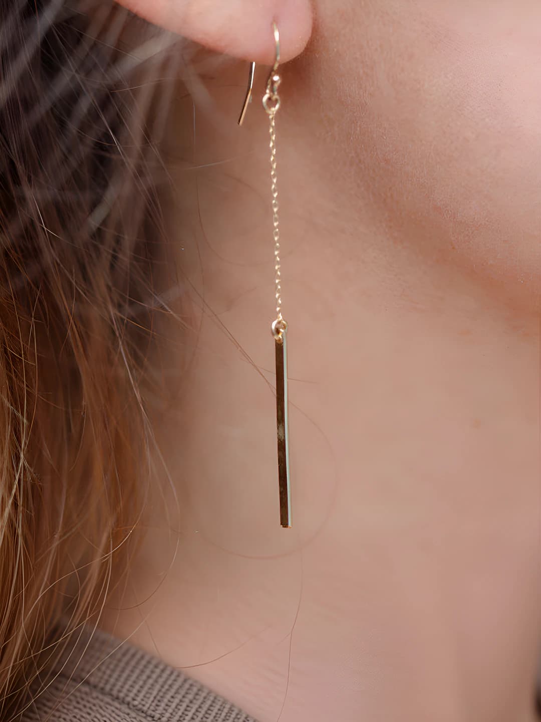 Women's geometric rectangular bar drop earrings, sport style, modern design
