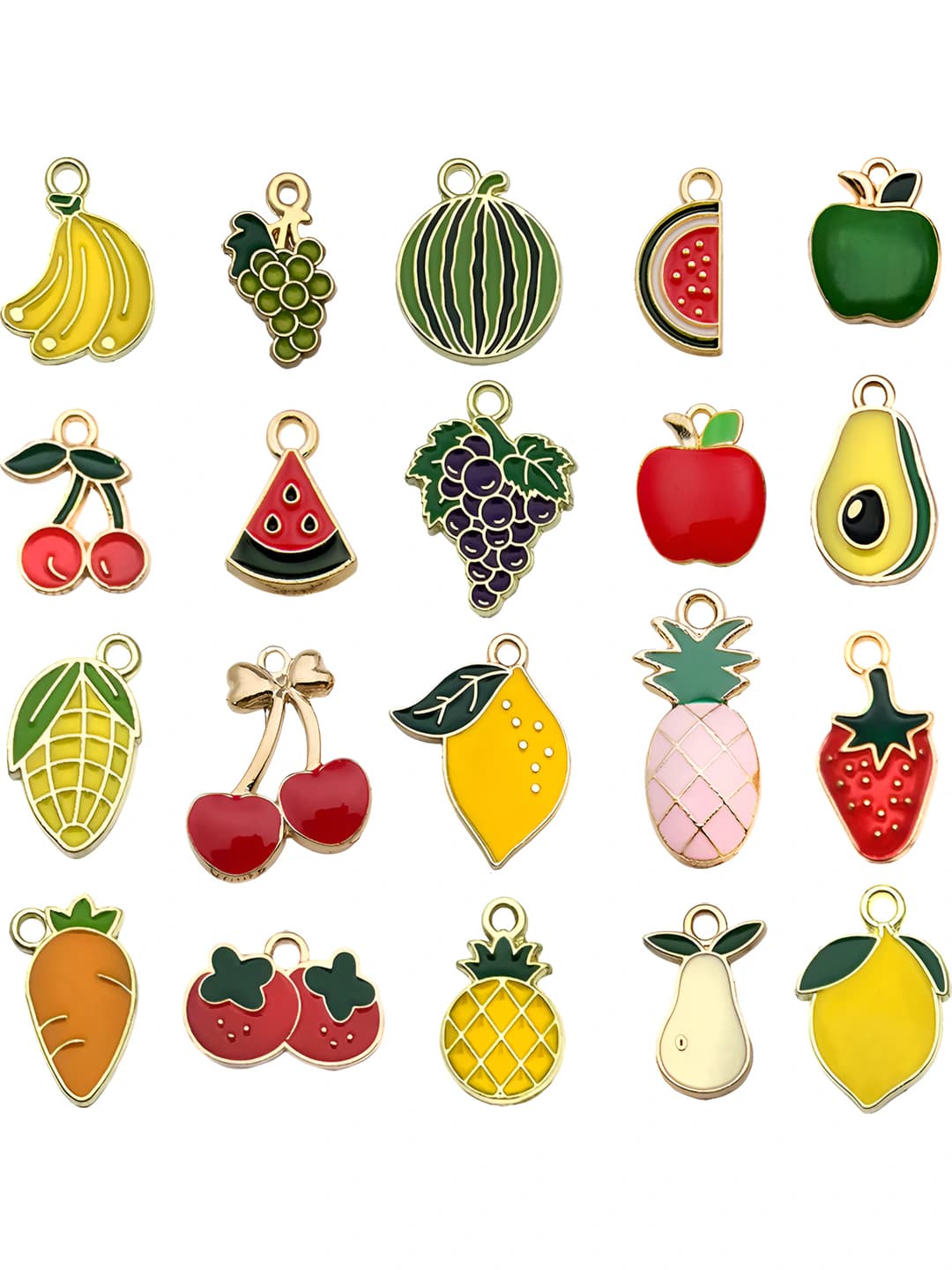 Women's fruit enamel DIY charms: apple, banana, strawberry, cherry, pineapple