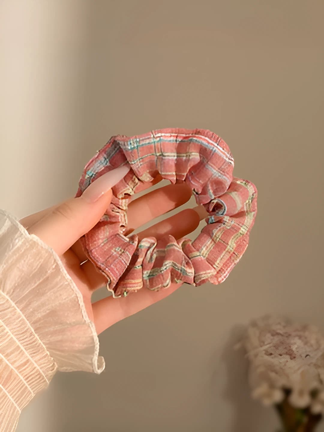 6# Cream strawberry plaid