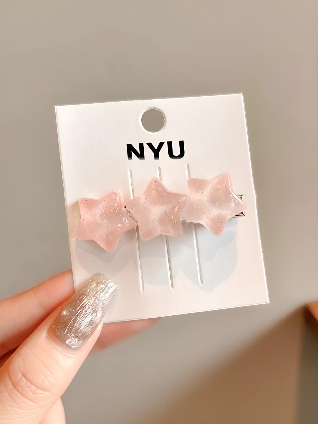 Pink 3 stars clip 5 cm