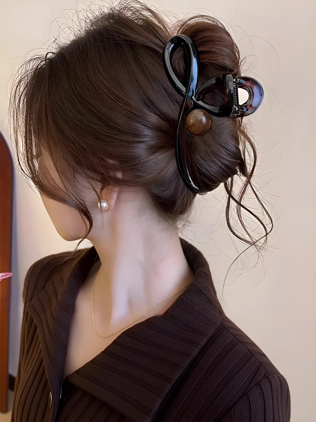 4# [Карамельный жемчужный большой зажим 13cm